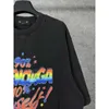 Clothing Roundition Family Family Family Familys Letter de Rainbow Print Prind Pesout Service Lavado Homens de Mulher Mulher Antiga Mulher Camiseta Curta