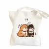 Sac de boutique de femmes mignons chien imprimé harajuku réutilisable shopper canvas sac fille sac à main