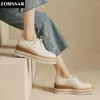 Casual Shoes Shallow Mouth Women's Platform Oxfords Female Sneakers äkta läder runda tå brittiska stillägenheter