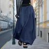 Faldas suave y transpirable falda elegante maxi para mujeres con cintura elástica diseño de línea sólida dudas de color sólido largo para ropa de streetwear