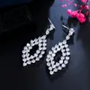 Dangle Earrings ThreeGraces Brilliant Cubic Zircon Silver Color Long Heart Bridal Drop For Women Fashion Wedding Jewelry E1877