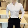 Herren-Hemdhemden Männlich koreanischer Langarm Männer Kleidung Einfacher Schlanker Fit Business Casual Office Bluse Homme große Größe Tops 4xl-M