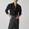 Мужские повседневные рубашки мужская костюма воротник с длинными рубашками без гендерных французских личности уличная мода Мод