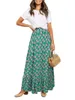 Rokken dames Boheemse bloemen maxi elastische hoge taille a-line rok ruches zoom strand lang