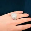 Silberne Farbe Herz Liebesform Ring für Männer Frauen Eis aus Zirkon Kupfer Charme Ringe Mode HipHop Schmuck Geschenk