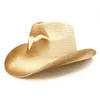 Berets Cowboy Hat Women's Straw Spray Paint Men's Western Outdoor Beach Sun Protection