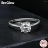 Cluster Anneaux Eroglow 1 Ring Moisanite S925 Silver plaqué or blanc étincelle de diamant de diamant engagement mariage bijoux de luxe cadeau