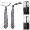 Bow Ties Gray Striped Neck Tie Bowknot Korean Japanese JK Bowtie Neckwear School Student Uniform Pre-Tied Adjustable Necktie