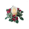 Fleurs décoratives 2024 Couronne de Noël Candle Candlestick Holder Table à manger Ornement Année Navidad Party Salon Home Decoration