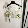Kwiatowy nadruk damski dwuczęściowe zestawy strojów pasa startowego projektantka mody spaghetti pasek uprawowy i spódnice wakacyjne strój plażowy Summ