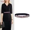 Cinture Topqueen Black Elastic Waistband Dress Dress Dre Decoration Rose Gold Rhinestone Belt S429-D Women's S429-D