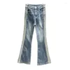 Kvinnors jeans retro casual denimbyxor för kvinnor höst elastisk bantning hög midja barer design bootcut femma pantalones