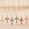 ペンダントネックレスFlola Women Crystal Cross Multicolor Luxury ChristianCopperGoldMiltated Religious Jewelry nkeb775