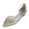 Casual Shoes Elegant Lady Satin Mesh Dress Flats Pointed Toe Ankle Strap Bridal Wedding With Crystal Applique Party Prom Mother Heels