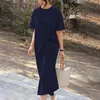 Casual Dresses Women's Short Sleeve Pocket Swing Dress Loose Solid Color T Shirt Womens Plus-Size Beach Style Sundress