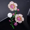 Brooches Elegant Color Enamel For Women Luxury Micro-inlaid Zircon Rose Dandelion Corsage Clothing Accessories Pins Female Gift