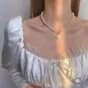 Naszyjniki wiszące imitacja retro imitacja pereł Clavicle Choker moda Złoty kolor Miłość Naszyjnik dla kobiet prosta biżuteria imprezowa