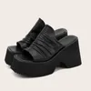 Sandals Black Wedge 10cm Heels Slippers Punk Chunky Platform Shoes Summer Heel Women 2024 Vrouw Sandaliad Mujer