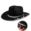 Beretas Diamond Star Pattern Hats de vaquero para la fiesta Disco Femenina brillante sombrero occidental macho a prueba de viento