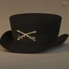 Berets Vintage Fedora Tophoed Victoriaanse leeftijd Black Short Brim Western Magician for Boy Men volwassenen Cap Wool