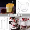 Tazze usa e getta cannucce da 200 pacchetti mini dessert con cucchiai chiari in plastica in plastica in plastica tazza inclinata rotonda per dessert Heart Square