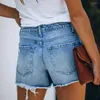 Frauen Jeans Frauen Shorts Denim waschen hohe Taille Sexy Slim Fit Taschen Leichte Strecher Delessed solide reguläre Sommer 2024 Löcher