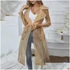 Womens Jackets Women Organza See Though Sunsn Long Sleeve Trench Summer Autumn Fashion Double Breasted Coat With Belted Tops Drop Deli Otsqn