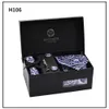 Printed Imitation Silk Box for Men's Business Fashion Tie, Square Scarf, Tie Clip Cuffs, 6-piece Set