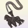 Collane a pendente hip hop cz pietra bling pavimentato bling ghiacciato gorilla animali pendenti per uomo rapper gioielli in oro nero colorpend7309737