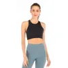 Couleur Sports Lu Aligner les femmes Longline avec Triangle Cutout sur le dos Impact High Necy Fiess Crop Bra Top Lemon Gym Running Workout Lem