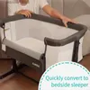 Baby Cribs Baby Bassinets Bedside SleeperAll mesh Crib Portable for Safe Co-Sleeping Adjustable Baby Bed for Infant Newborn Girl Boy L416