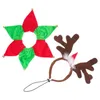 Dog Apparel Christmas Costume Reindeer Antler Headband And Bell Collar Xmas Holiday Accessories For Medium Large Dogs