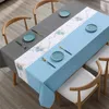 Nordic Style Tablecloth Blue Geometric Waterproof Dinning Table Cover Wedding Party Rectangular Table Cloth Home Kitchen Decor 240402