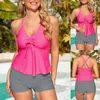 Frauen Badebekleidung gepolstert Badeanzug mit Plus Size Zwei -Tiefe -Set -Badeanzug Shorts Frauen lang