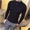 Herrenpullover Herbst und Winter Neue Herren Mode Boutique Baumwolle Feste Farbe Britischer Gentleman Stricker Pullover Männliche Freizeithaube Drop Dhb7k