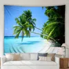 Gobeliny Ocean Tapestry Letnie fale plażowe śródziemnomorskie rośliny moczowe drzewa drzewa pokój rodzinny dekoracja tła tkanina