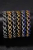 Iced Out Miami Cuban Link Chain Bracelet Mens Hip Hop Gold armbanden Black Blue Diamond Jewelry Fashion 8inch8969316