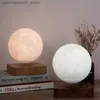 Lamps Shades Suspended 3D moon light LED neon night light 360 rotating magnetic bedside light with wooden base and magnetic gift Q240416