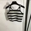 Striped Strick Camisole Weste Womens Mode Stickerei Einfache dünne Ernte Tops Sommerhülse Casual Tanktops