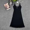 Abiti casual di base Designer 24 Summer New M Home Nail Diamond U-Slim Slimt Fit Knitted Dress FC8T