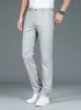 Yüksek kaliteli lüks düz iş takım elbise pantolon erkek bambu fiber tasarımcı bahar yaz zarif rahat uzun resmi pantolon erkek 240415