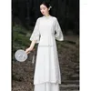 Abbigliamento etnico tradizionale Vietnam Chiffon Ao Dai Cinese Set Qipao per donne Fariry Cheongsam Abito in stile Aodai A91