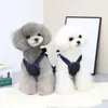 Hondenkleding kleding kleding lente zomer schattige boog denim rok v-neck mouwloze huisdier teddy puppy sleepkleding kleding