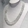 Lodowe łańcuch dla mężczyzn 925 Srebrnych łańcuchów Baguette Cut Moissanite Diamond 18 mm VVS Cuban Link łańcuch