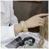 Brazalete de perlas de moda brazalete dorado para mujeres Declaración de moda Regalo grueso Amigas de niñas Drop 240402