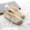 Casual Shoes Careaymade-Summer Lace Hollow Out Straw Linen Baotou Sandals Fairy Wind Breathable Mesh Flat Bottom Fisherman's Lazy