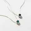 Pendants 925 Collier de zircon noir / vert argent sterling pour la forme de balle de la forme de balle