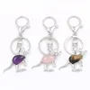 Keychains YJXP 민족 스타일 키 체인 캥거루 모양 자연스러운 돌 키 버클 홀더 동물 패턴 패션 보석 제조