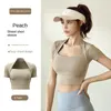 Active Shirts Shawl Yoga Short-sleeved Quick-drying High-elastic Nude Thin Clothes Tops Bra-free Fitness