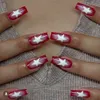 24pcs اللوز مطبعة على Y2K Star Diamond Designs Cool Girls Nude Color Fake Nails for Women Fukk Cover Tips False Dail Tips